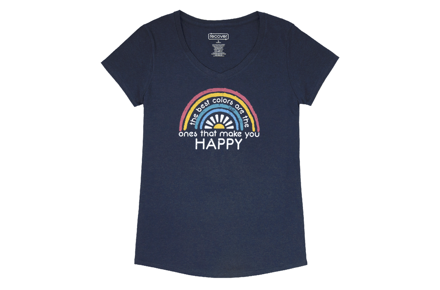 Women's V-Neck T-Shirt: Happy